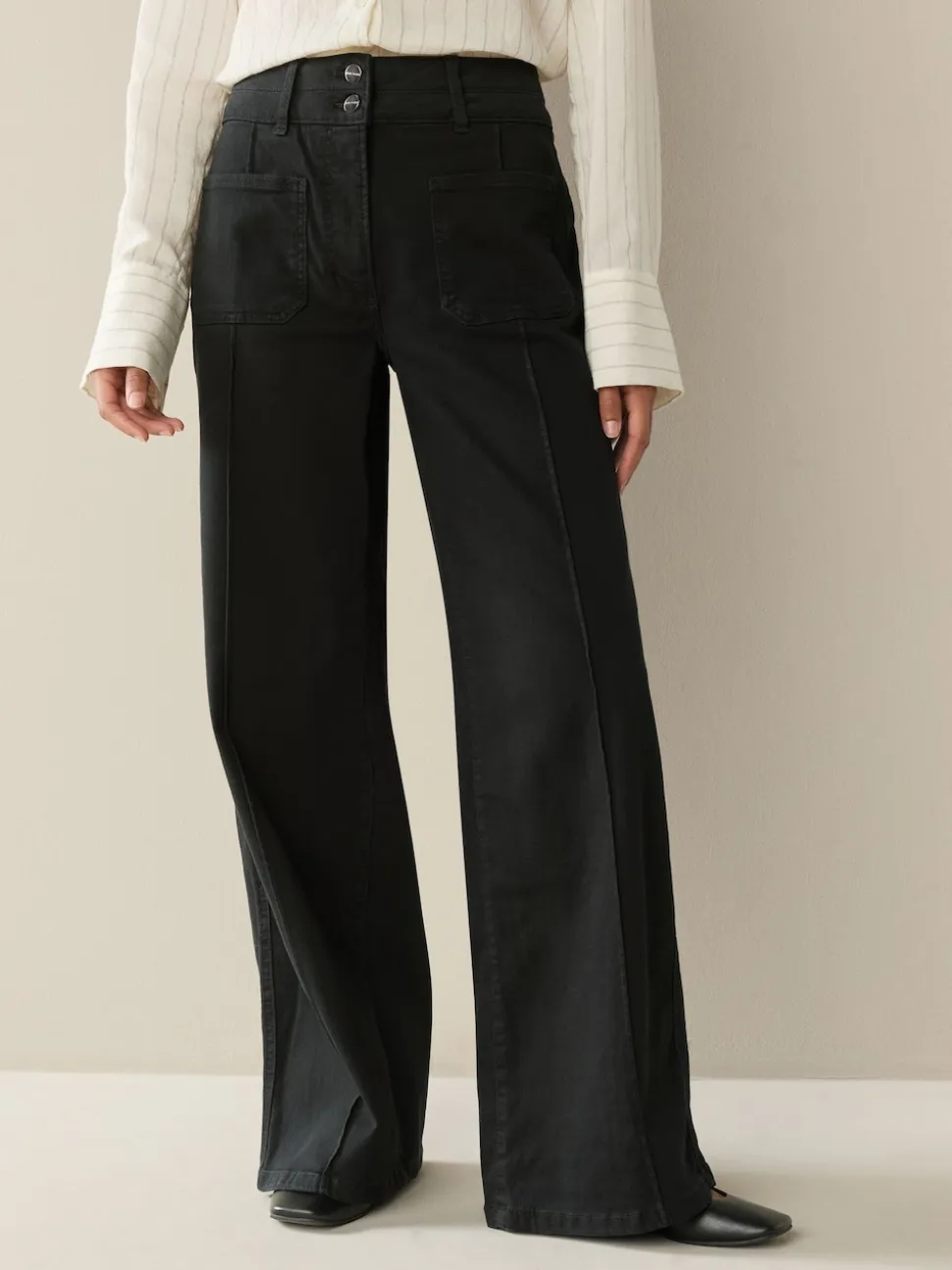 Black Slim Lift and Shape Wide Leg Jeans