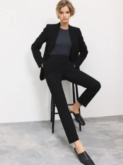 Black Slim Tailored Trousers With Wool