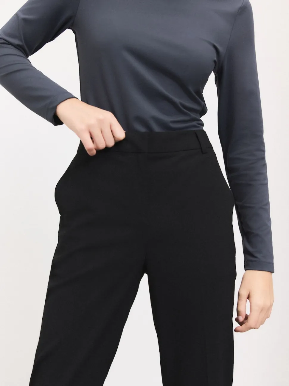Black Slim Tailored Trousers With Wool