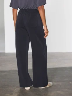 Black Slinky Supersoft Jersey Modal Blend Wide Leg Pull On Trousers