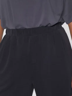 Black Slinky Supersoft Jersey Modal Blend Wide Leg Pull On Trousers