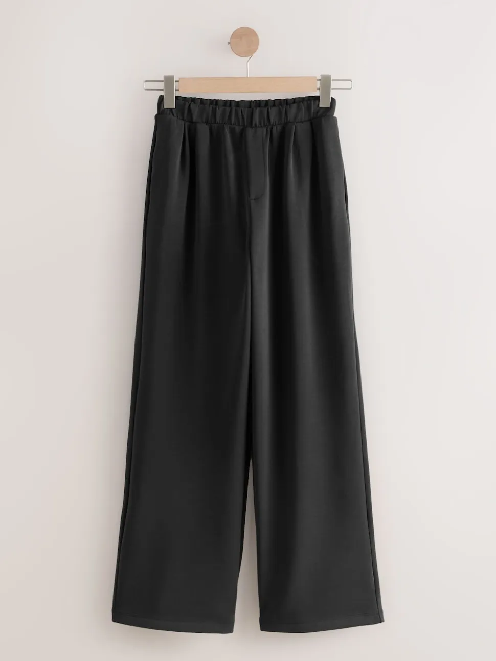 Black Slinky Supersoft Jersey Modal Blend Wide Leg Pull On Trousers