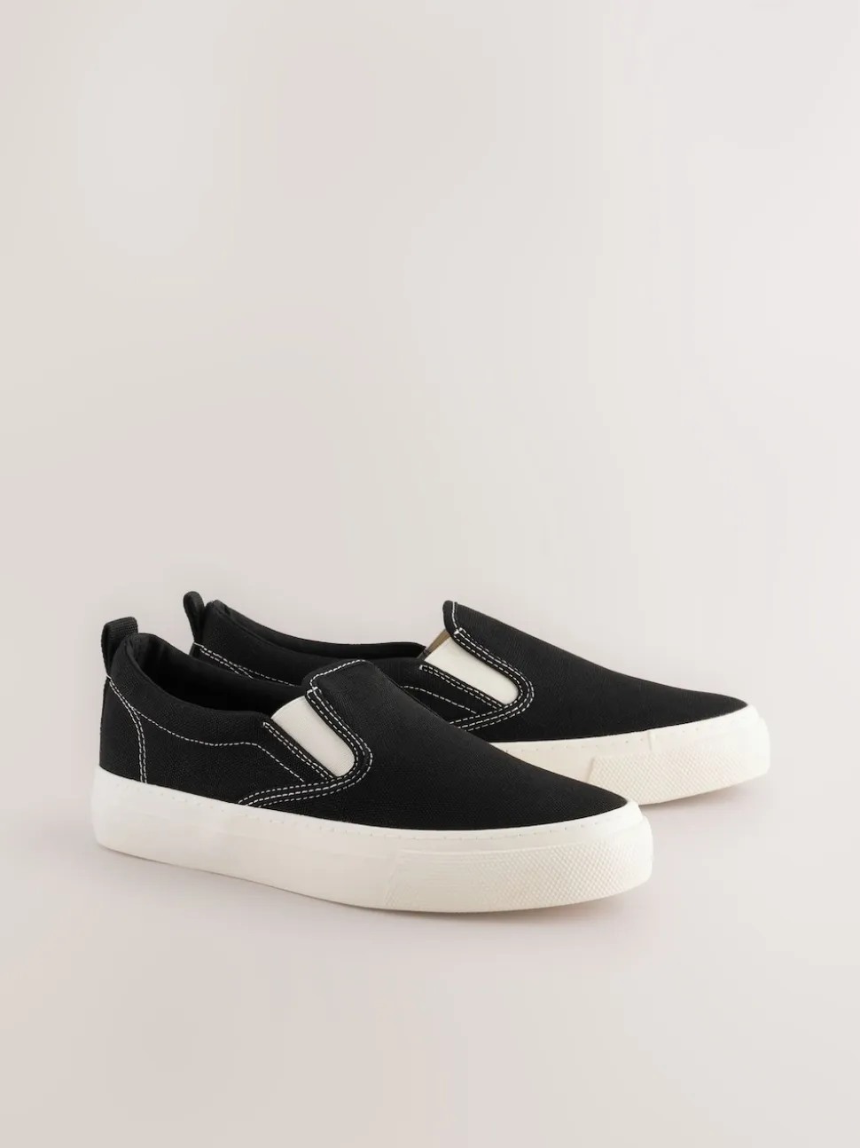 Black Slip On Canvas Skater Trainers