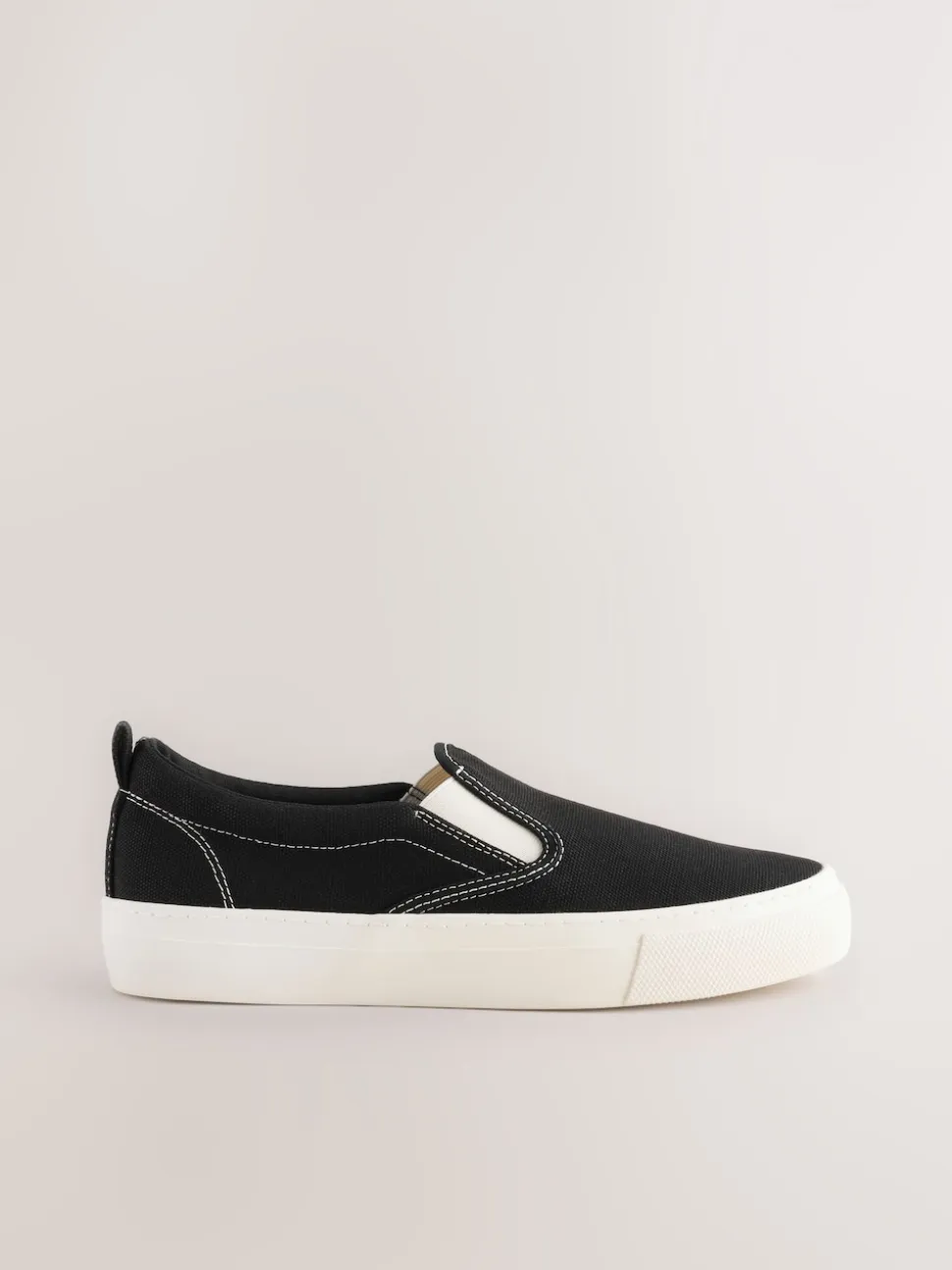 Black Slip On Canvas Skater Trainers