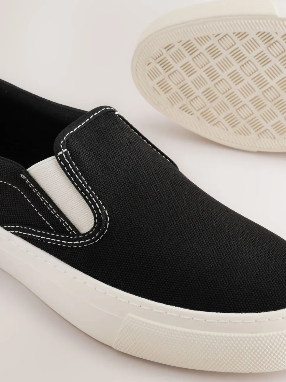 Black Slip On Canvas Skater Trainers