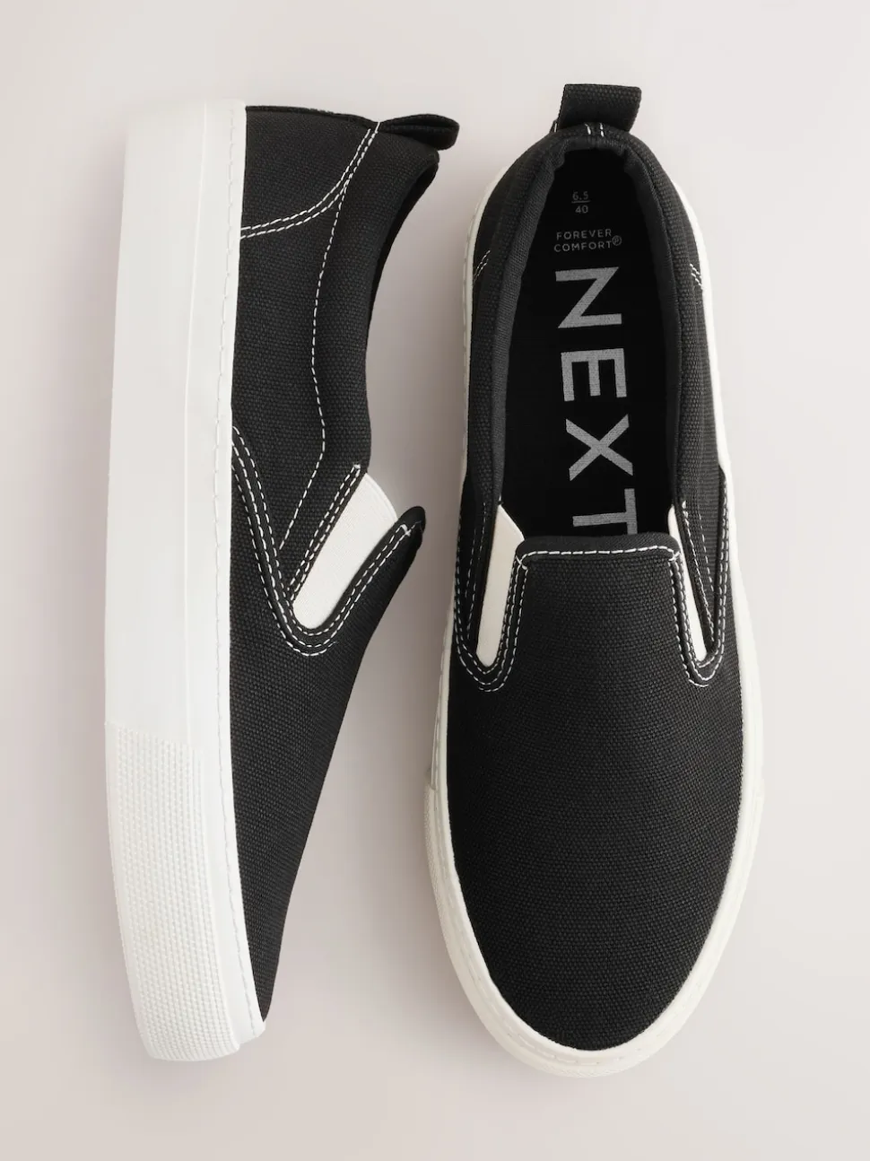 Black Slip On Canvas Skater Trainers