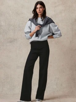 Black Smoothing Ponte Jersey Wide Leg Trousers