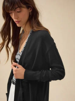 Black Soft Touch Cotton Rich Longline Cardigan