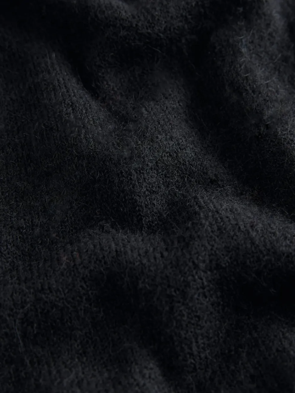 Black Soft Touch Crew Neck Knitted Cardigan With Wool