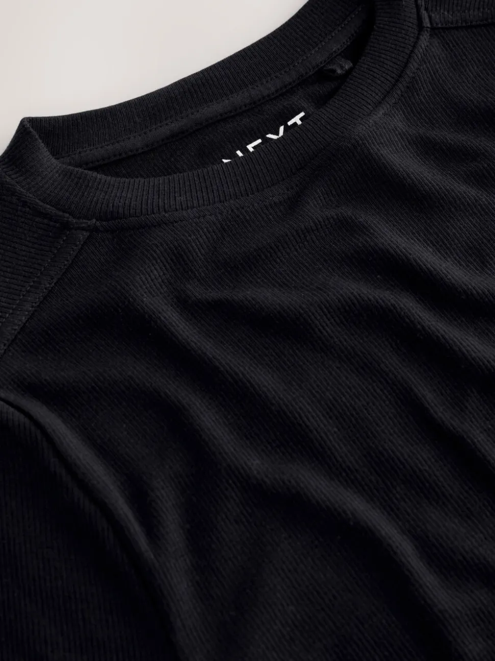 Black Soft Touch Lightweight Ribbed Long Sleeve T-Shirt with TENCEL™ Lyocell