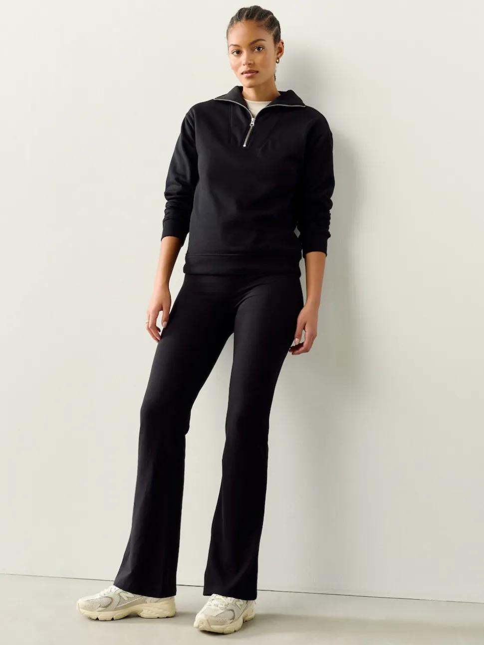Black Soft Touch Rib Ruched Flare Leggings