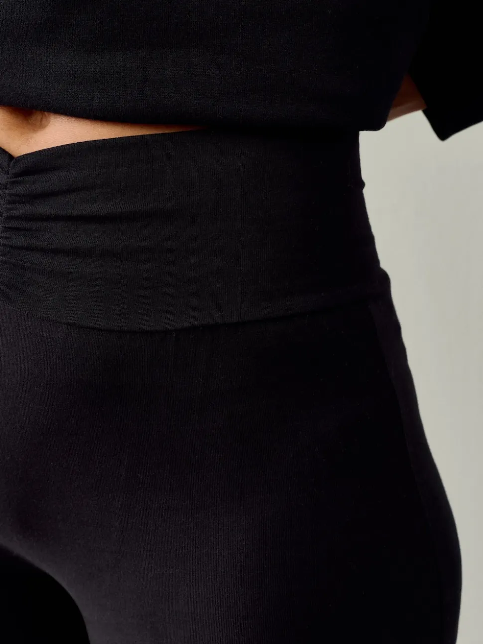 Black Soft Touch Rib Ruched Flare Leggings