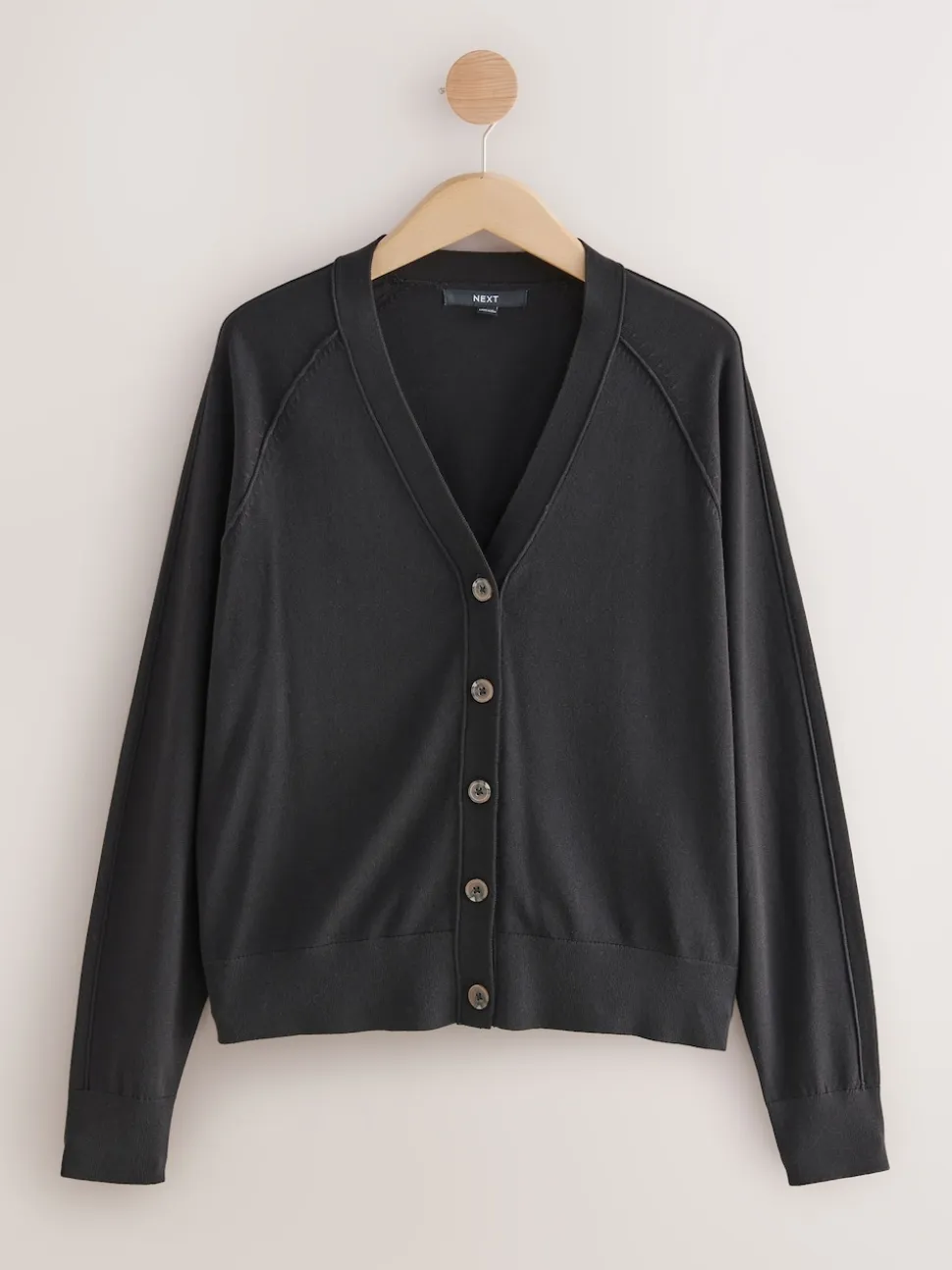 Black Soft Touch V-Neck Cotton Rich Button Up Cardigan