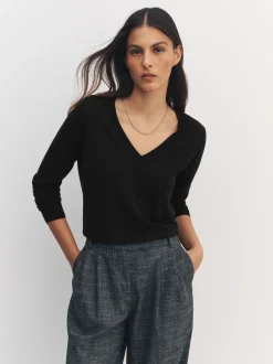 Black Soft Touch V-Neck Cotton Rich Jumpers 2 Pack