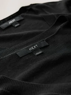 Black Soft Touch V-Neck Cotton Rich Jumpers 2 Pack
