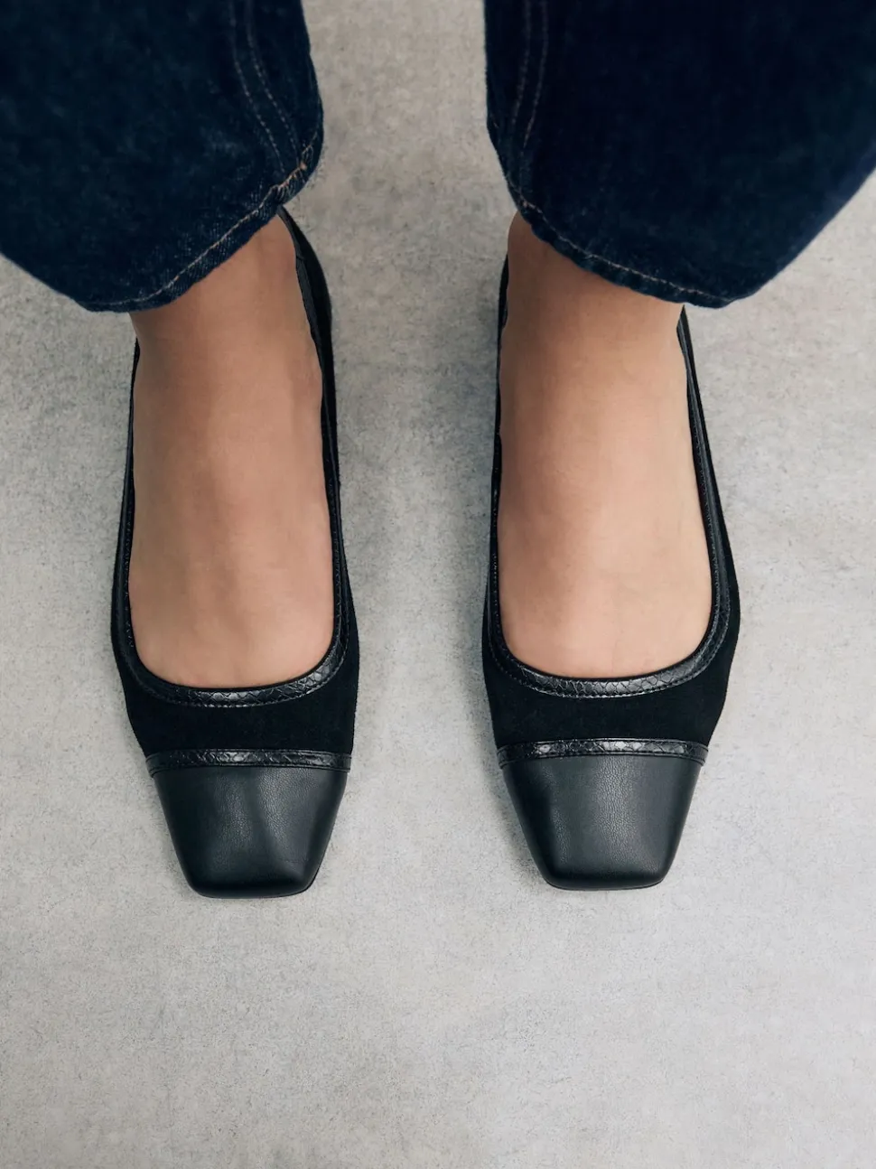 Black Square Toe Ballerina Shoes