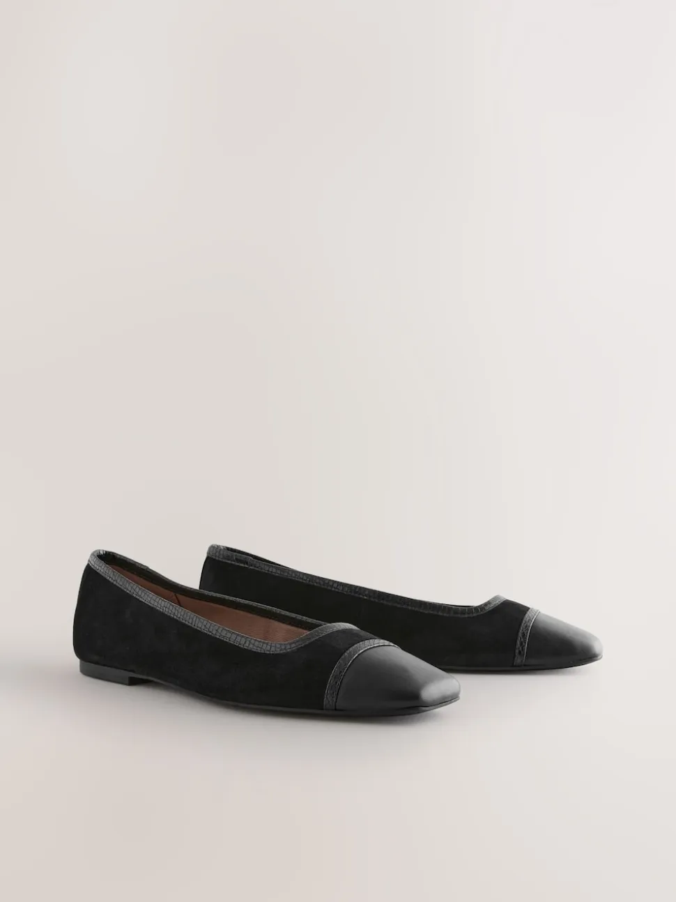 Black Square Toe Ballerina Shoes