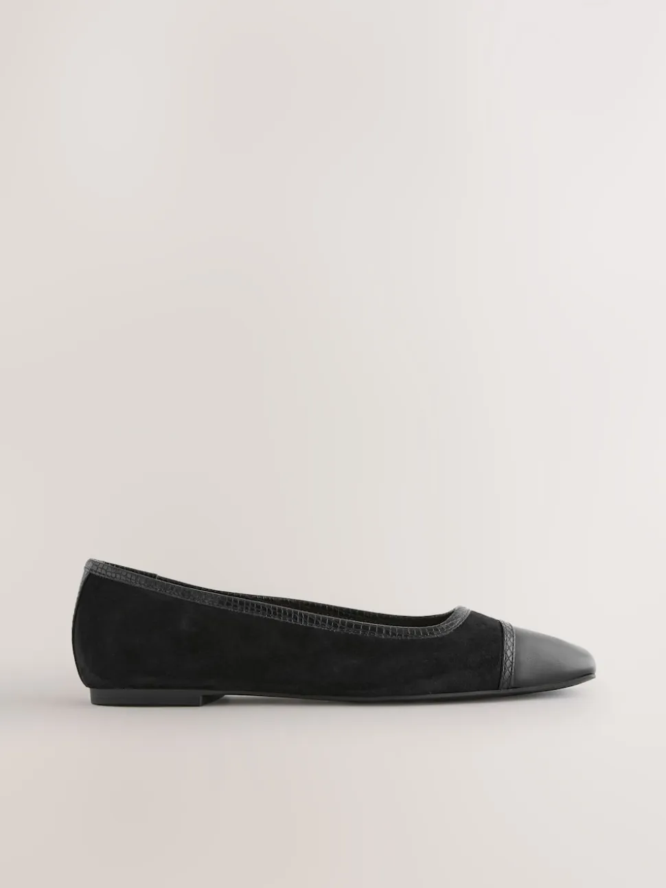 Black Square Toe Ballerina Shoes