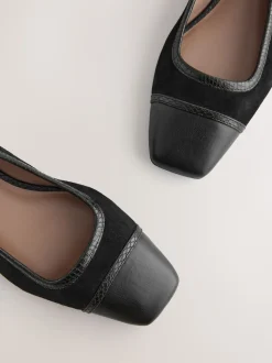 Black Square Toe Ballerina Shoes