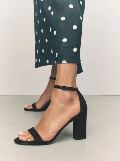 Black Standard/Wide Fit Block Heel Sandals