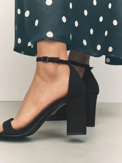 Black Standard/Wide Fit Block Heel Sandals