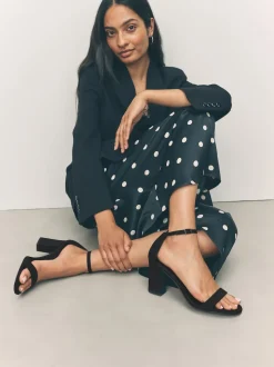 Black Standard/Wide Fit Block Heel Sandals