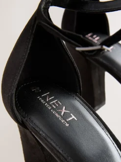 Black Standard/Wide Fit Block Heel Sandals