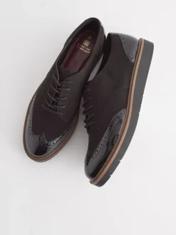 Black Standard/Wide Fit Brogue Lace Up Chunky Sole Shoes