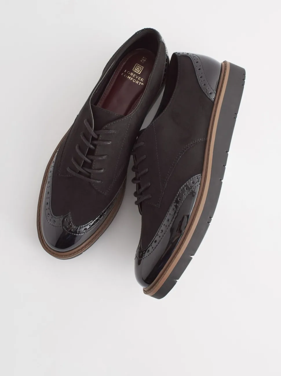 Black Standard/Wide Fit Brogue Lace Up Chunky Sole Shoes
