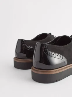 Black Standard/Wide Fit Brogue Lace Up Chunky Sole Shoes