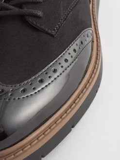 Black Standard/Wide Fit Brogue Lace Up Chunky Sole Shoes