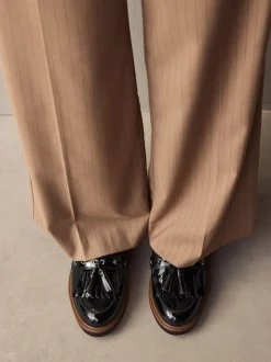 Black Standard/Wide Fit Chunky Patent Tassel Detail Loafers