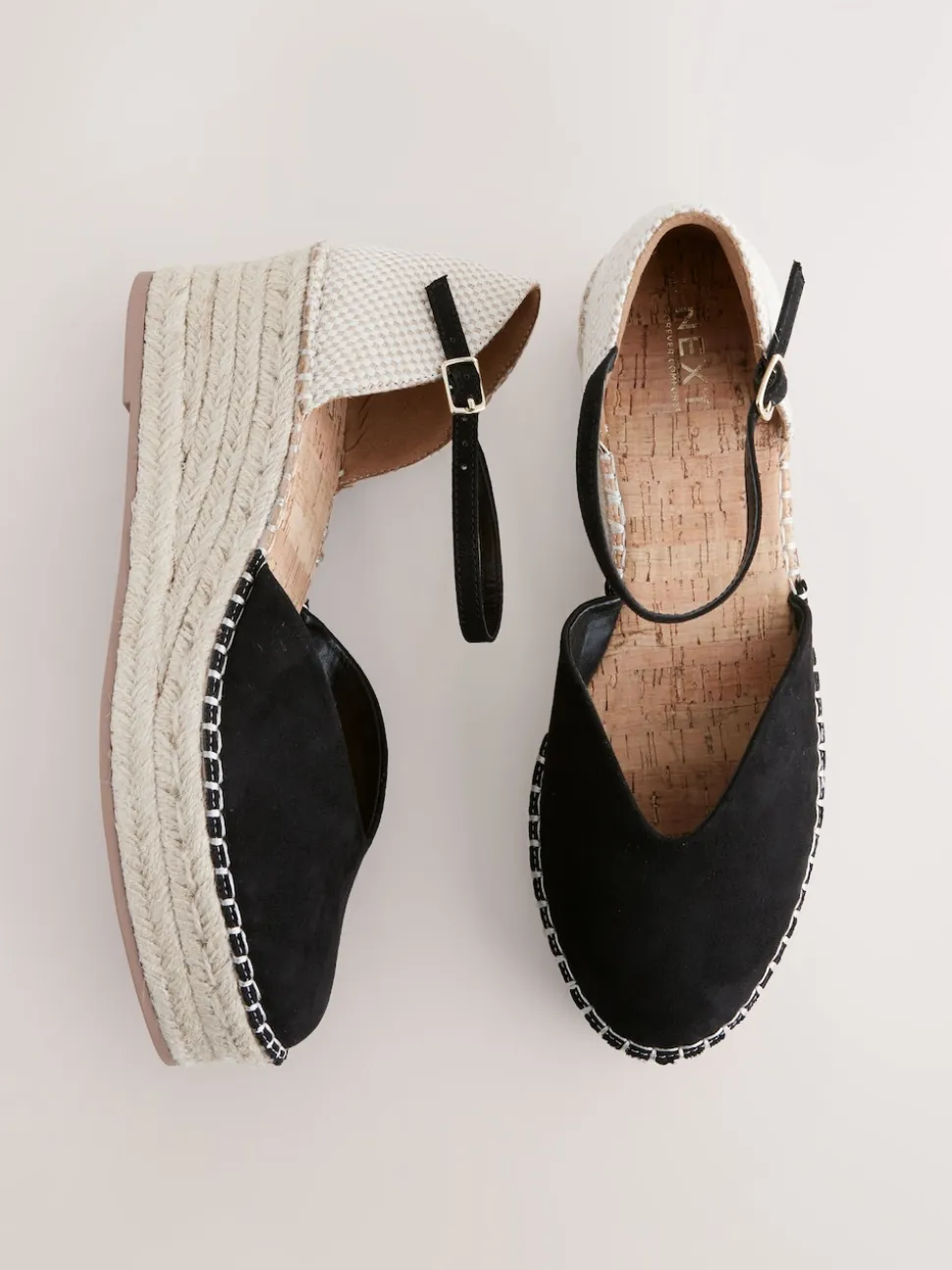 Black Standard/Wide Fit Closed Toe Platform Espadrille Wedges