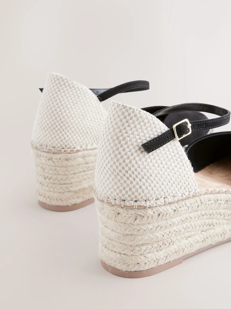 Black Standard/Wide Fit Closed Toe Platform Espadrille Wedges