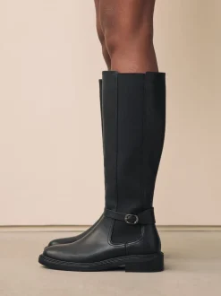 Black Standard/Wide Fit Forever Comfort® Buckle Detail Riding Boots