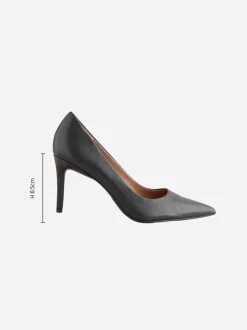 Black Standard/Wide Fit Leather Mid Court Shoes