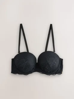 Black Strapless Multiway Push Up A-D Wow Triple Boost Lace Multiway Bra