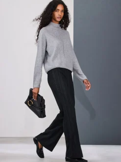 Black Striped Flared Trousers