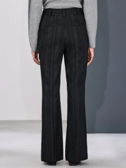 Black Striped Flared Trousers