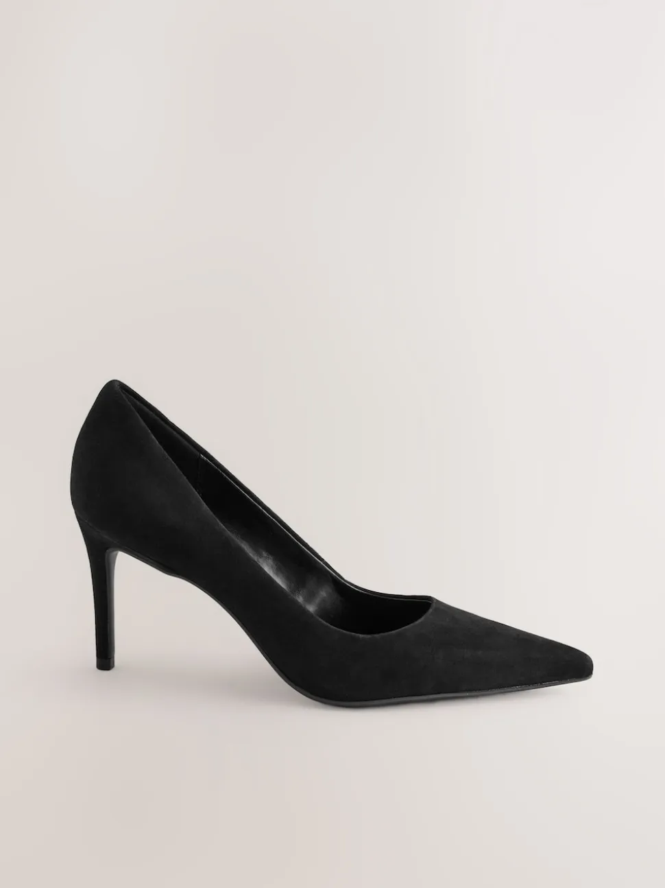 Black Suede Extra Wide Fit Leather Mid Court Shoes