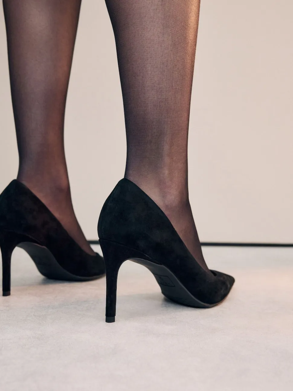 Black Suede Extra Wide Fit Leather Mid Court Shoes