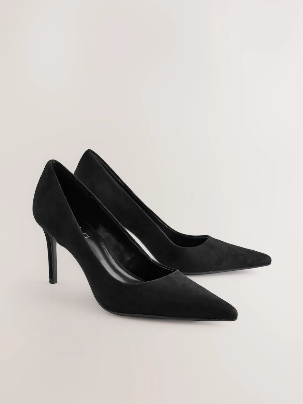 Black Suede Extra Wide Fit Leather Mid Court Shoes