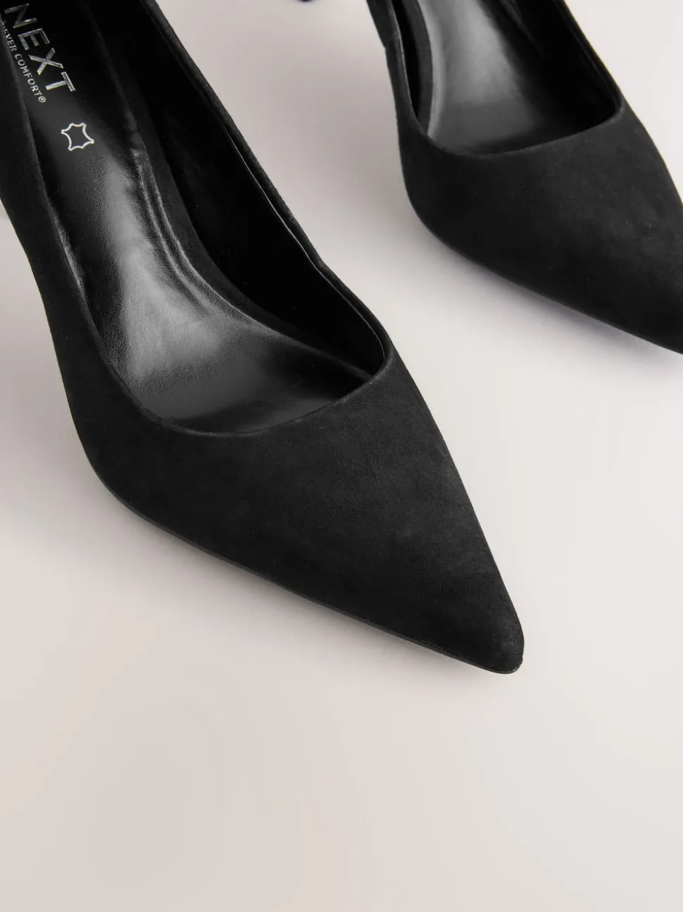 Black Suede Extra Wide Fit Leather Mid Court Shoes