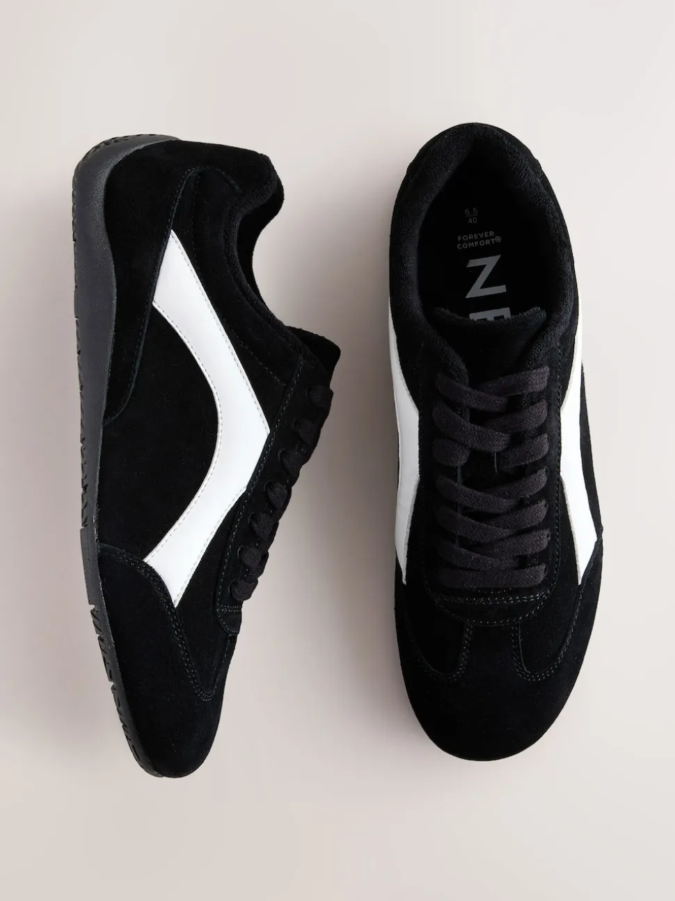 Black Suede Forever Comfort® Leather Slimsole Lace-Up Trainers