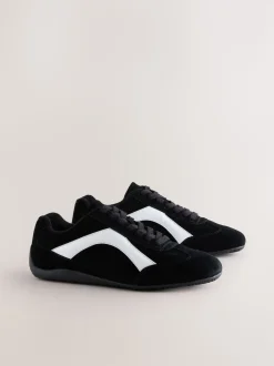 Black Suede Forever Comfort® Leather Slimsole Lace-Up Trainers