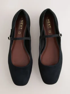 Black Suede Forever Comfort® Leather Square Toe Mary Jane Shoes