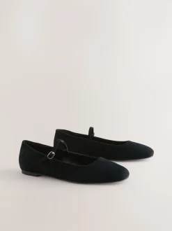 Black Suede Forever Comfort® Leather Square Toe Mary Jane Shoes
