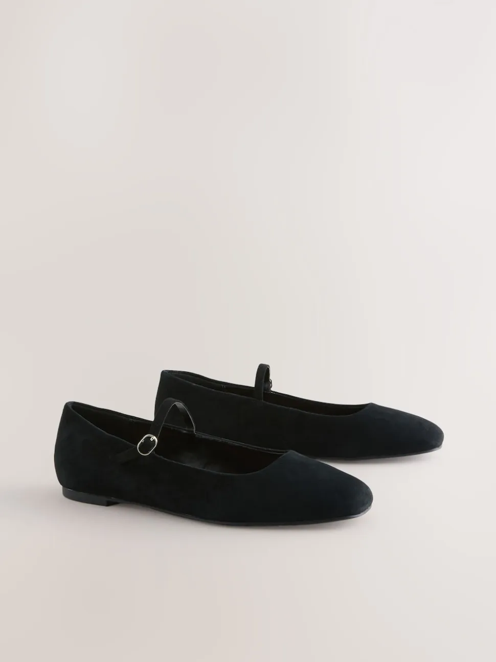Black Suede Forever Comfort® Leather Square Toe Mary Jane Shoes