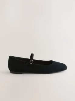 Black Suede Forever Comfort® Leather Square Toe Mary Jane Shoes