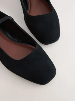 Black Suede Forever Comfort® Leather Square Toe Mary Jane Shoes